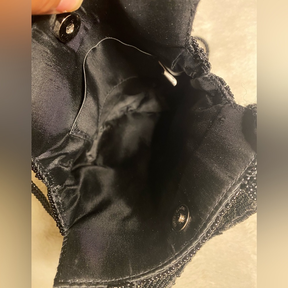 Black Glass-Beaded Evening Bag with Long Strap EUC - Picture 9 of 11